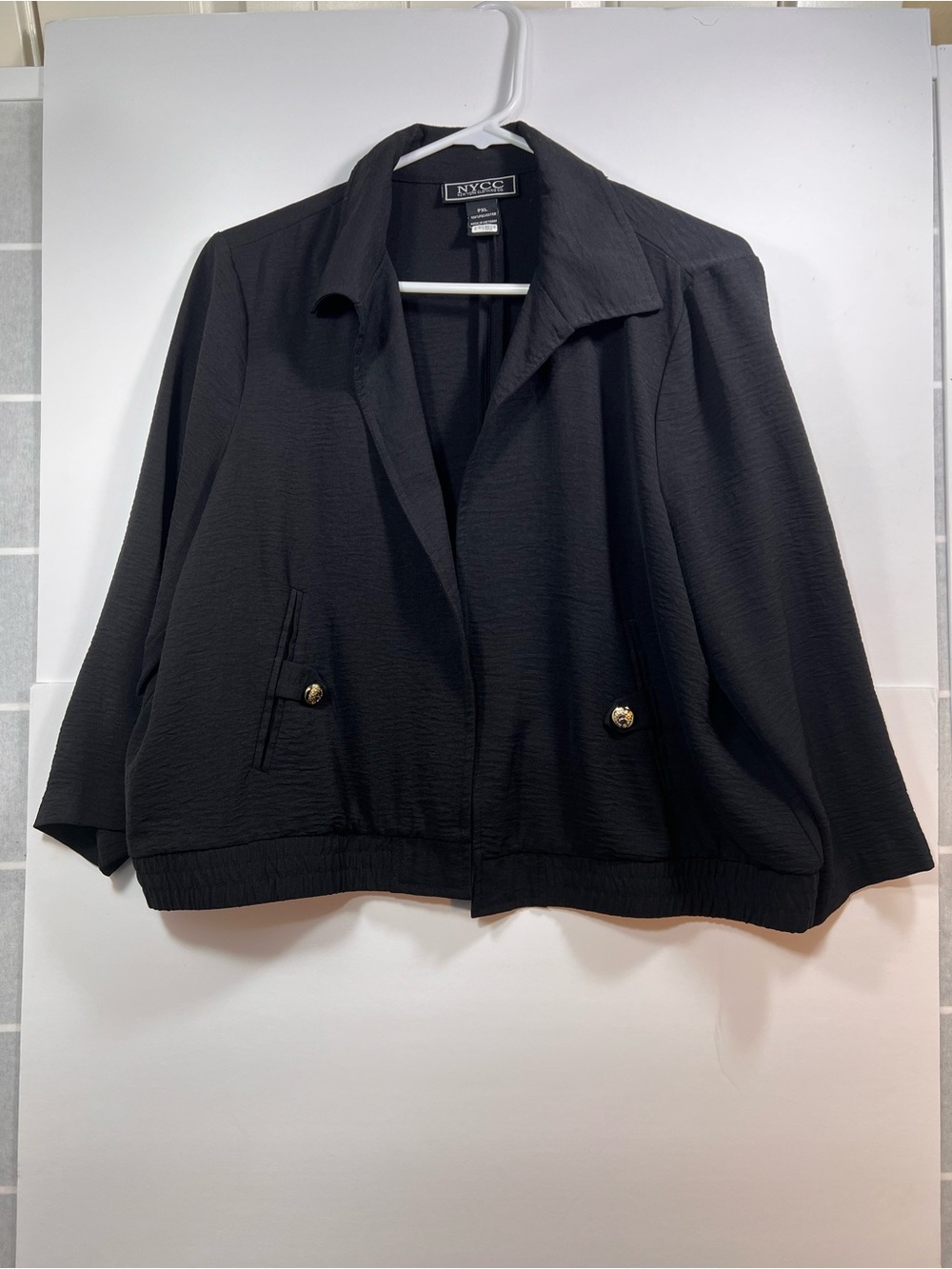 New York Clothing Co. Cropped Blazer with Gold Buttons